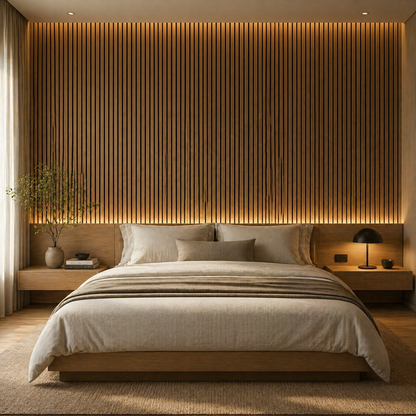 Panel Listonado de Madera para Pared 270x110 cm