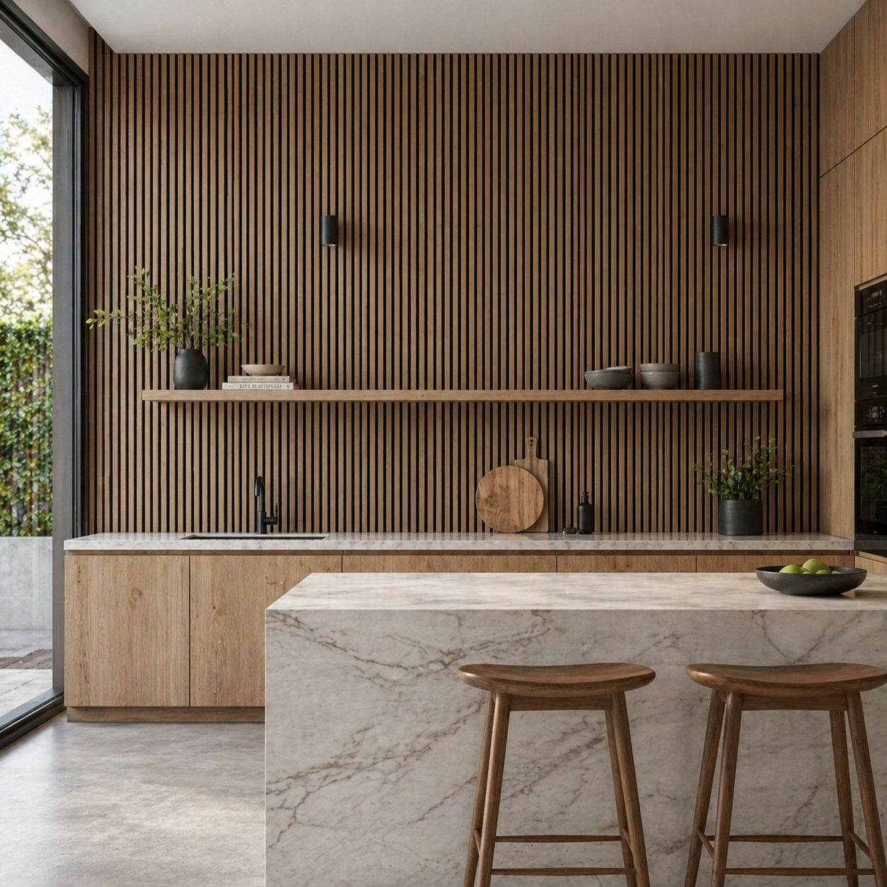Panel Listonado de Madera para Pared 270x110 cm
